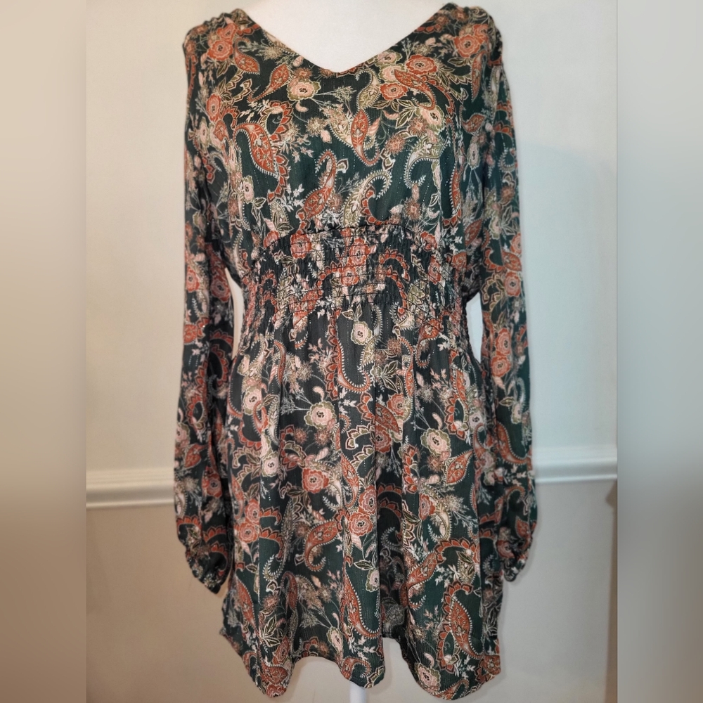 Rose & Olive Smocked Orange and Blue Sundress